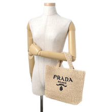 Load image into Gallery viewer, PRADA Crochet Tote Bag Beige1BG422 Raffia Size Small
