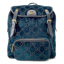 Load image into Gallery viewer, GUCCI GG Velvet Backpack Blue574942 Velvet
