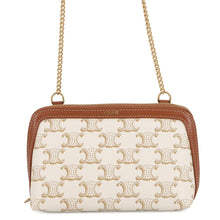 Load image into Gallery viewer, CELINE Triomphe ChainShoulder Bag White/Tan10E382CBX.01TA PVC Leather

