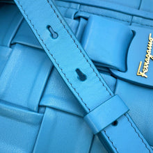 Load image into Gallery viewer, Ferragamo VIVA BOW Vara Ribbon Chainshoulder Bag Light Blue21I446 Leather
