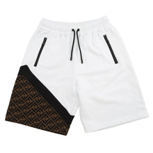 将图像加载到图库查看器中，FENDI FF Switch Knitted Fabric Shorts Size XS White/BrownFAB656 Cotton 86% Polyester 14%
