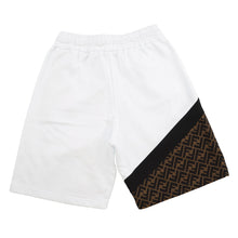 将图像加载到图库查看器中，FENDI FF Switch Knitted Fabric Shorts Size XS White/BrownFAB656 Cotton 86% Polyester 14%

