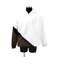 FENDI FF switching hoodie Size S White/BrownFAF681 Cotton 86% Polyester 14%