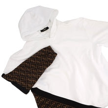 Load image into Gallery viewer, FENDI FF switching hoodie Size S White/BrownFAF681 Cotton 86% Polyester 14%
