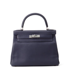 Load image into Gallery viewer, HERMES Kelly Retourne Blue Nuit Togo Leather Size 28
