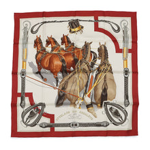 将图像加载到图库查看器中，HERMES Scarf Carre Bow-shaped connection ATTELAGE EN ARBALETE Size 90 Rouge Cui/Greige/HalzanHE001554S-04 Silk 100%
