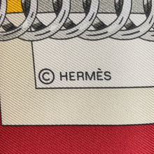 将图像加载到图库查看器中，HERMES Scarf Carre Bow-shaped connection ATTELAGE EN ARBALETE Size 90 Rouge Cui/Greige/HalzanHE001554S-04 Silk 100%

