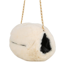 Load image into Gallery viewer, CHANEL Fur Arm Warmer Chain Shoulder Bag White/BlackA17714 Lapin 100%
