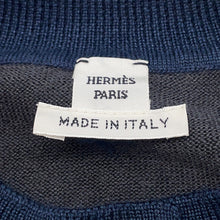 Load image into Gallery viewer, HERMES Cardigan HARNAIS DE COUR Size 40 Gray/Navy Cashmere50% Silk50%
