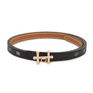 HERMES Gallopin Buckle Sur Mer Belt Black/Gold/Multicolor Swift Leather Epsom Size 90