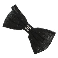 CHANEL Barrette CC Logo BlackAAA265 Cotton Metal