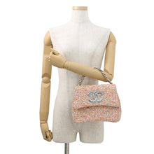 将图像加载到图库查看器中，CHANEL CC Logo Chain Handbag Pink Tweed
