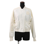 HERMES Cliquetis Bomber Jacket Size 38 Ivory Cotton100% Leather Nylon