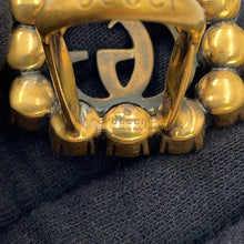 将图像加载到图库查看器中，GUCCI Logo Ring Size XS Gold Metal Rhinestone

