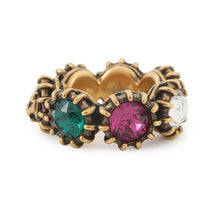 Load image into Gallery viewer, GUCCI cat head ring Size 13 Gold Metal Rhinestone
