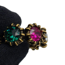 Load image into Gallery viewer, GUCCI cat head ring Size 13 Gold Metal Rhinestone
