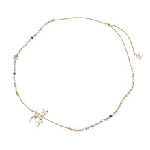 Load image into Gallery viewer, CHANEL CC Logo Bambi Motif Long Necklace Gold Plated Rhinestone Faux Pearl
