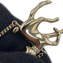 Load image into Gallery viewer, CHANEL CC Logo Bambi Motif Long Necklace Gold Plated Rhinestone Faux Pearl
