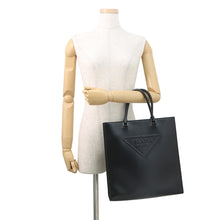 Load image into Gallery viewer, PRADA Triangle Logo Tote Bag Black1BA332 Leather
