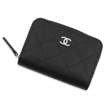 将图像加载到图库查看器中，CHANEL Matelasse Classic Zip Coin Purse BlackAP0216 Caviar Leather
