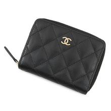 Load image into Gallery viewer, CHANEL Round zip compact wallet BlackAP4652 Caviar Leather
