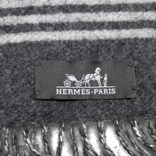 Load image into Gallery viewer, HERMES Scarf《Sangle a Boucle》 Antogracito/Gris Clair Cashmere100%
