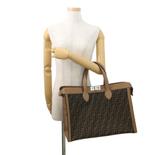 将图像加载到图库查看器中，FENDI Peekaboo I See You Zucca Forty 8 Camel/Brown7VA566 Leather Canvas
