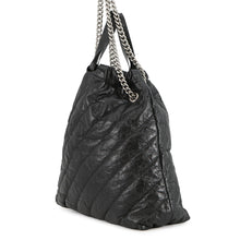 将图像加载到图库查看器中，BALENCIAGA BB Logo Crushed Quilted ChainShoulder Bag Black742941 Crushed Calf Leather Size Medium
