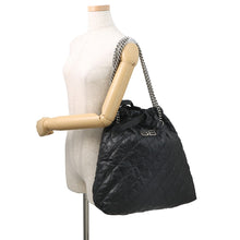 将图像加载到图库查看器中，BALENCIAGA BB Logo Crushed Quilted ChainShoulder Bag Black742941 Crushed Calf Leather Size Medium
