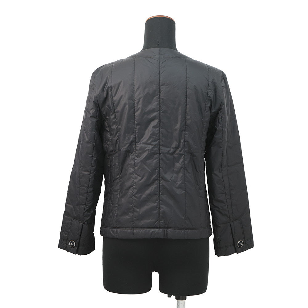 CHANEL COCO Button Collarless Quilted Jacket Size 36 BlackP46944