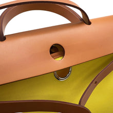 Load image into Gallery viewer, HERMES Herbag Zip Le Tournet Citron/Natural Toile Officier Vache Hunter Leather Size PM
