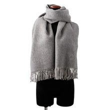 将图像加载到图库查看器中，HERMES Double face scarf Gris Flannel / Ivory Coast Cashmere 100%
