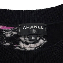 Load image into Gallery viewer, CHANEL Logo sweateater Size 36 Black/MulticolorP72298 Cashmere99% Elastine1%
