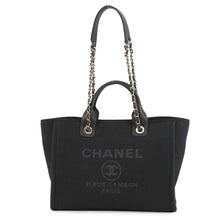 Load image into Gallery viewer, CHANEL Deauville Shopping 2-Way Tote Bag BlackAS3257 Mix Fiber Leather Size Small
