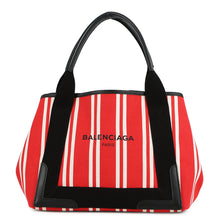将图像加载到图库查看器中，BALENCIAGA Navy Kabas Red339933 Canvas Leather Size Small
