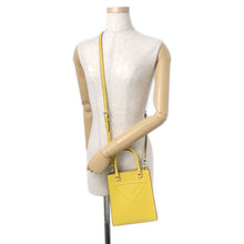 将图像加载到图库查看器中，PRADA Triangle Logo 2WAY Handbag Yellow1BA333 Leather

