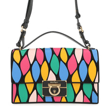 Load image into Gallery viewer, Ferragamo Gancini 2WAY Shoulder Bag Black/Multicolor21G008 Leather
