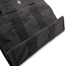 将图像加载到图库查看器中，HERMES Her Line Tote Bag Gray Canvas Size PM
