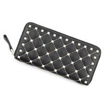 Load image into Gallery viewer, Valentino Garavani Lock Studded Round Zip Long Wallet Black Leather
