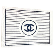 CHANEL CC Logo Blanket White/Black Cotton100%