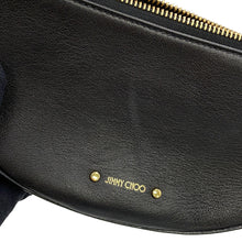 将图像加载到图库查看器中，JIMMY CHOO Logo ChainShoulder Bag Black Leather
