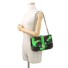 Load image into Gallery viewer, Valentino Garavani Glam Rock Camouflage Chainshoulder Bag Neon Green/Khaki Canvas Leather
