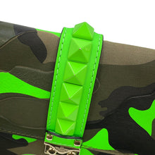 Load image into Gallery viewer, Valentino Garavani Glam Rock Camouflage Chainshoulder Bag Neon Green/Khaki Canvas Leather
