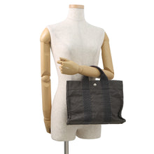 将图像加载到图库查看器中，HERMES Her Line Tote Bag Gray Canvas Size PM
