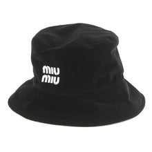Load image into Gallery viewer, MIUMIU logo bucket hat Size M Black5HC196 Velvet

