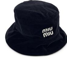 Load image into Gallery viewer, MIUMIU logo bucket hat Size M Black5HC196 Velvet
