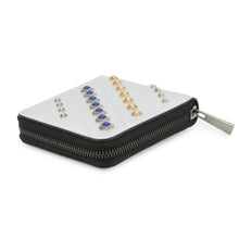Load image into Gallery viewer, JIMMY CHOO LAWRENCE Star Studded Round Zip Bi-Fold Wallet SilverLAWRENCEAHQ Leather
