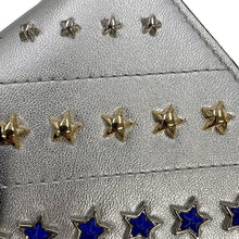 Load image into Gallery viewer, JIMMY CHOO LAWRENCE Star Studded Round Zip Bi-Fold Wallet SilverLAWRENCEAHQ Leather
