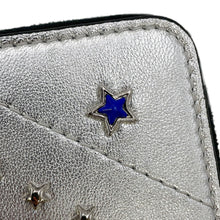 Load image into Gallery viewer, JIMMY CHOO LAWRENCE Star Studded Round Zip Bi-Fold Wallet SilverLAWRENCEAHQ Leather
