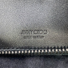 Load image into Gallery viewer, JIMMY CHOO LAWRENCE Star Studded Round Zip Bi-Fold Wallet SilverLAWRENCEAHQ Leather
